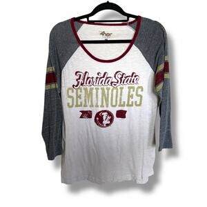 G-III Florida State Seminoles 2XL Cream and Gray Raglan Graphic Tee 3/4 Sleeve